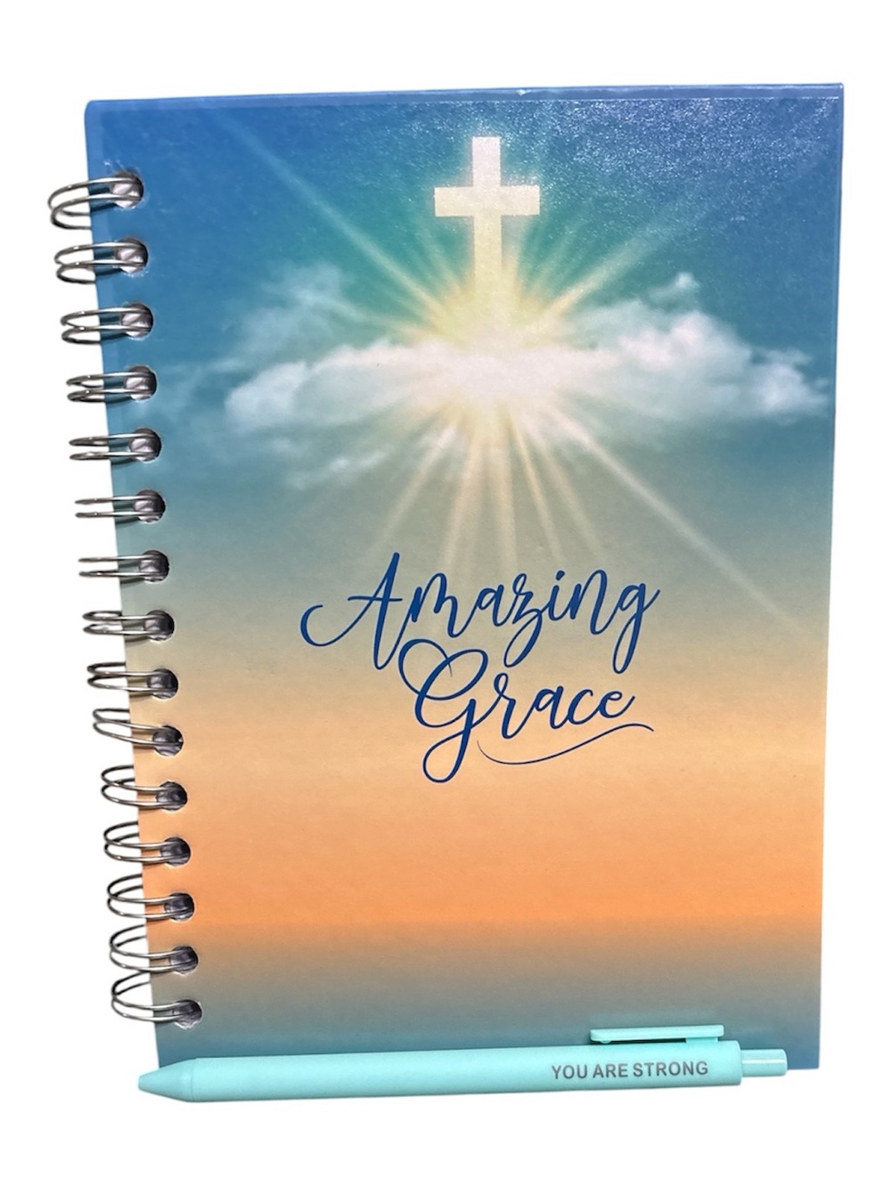 Amazing Grace Spiral Journal with You Are Strong Pen